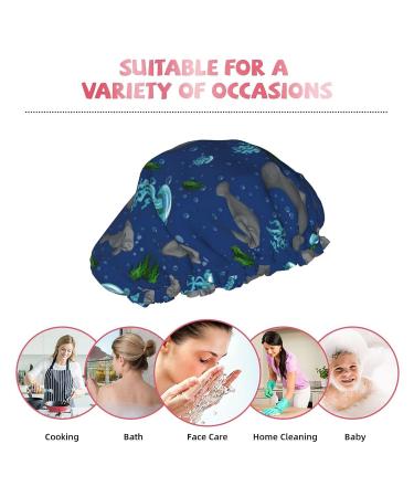 Manatee Printed Shower Cap | Waterproof Bath Cap for Women, Men, Boys & Girls | Reusable Spa Salon Cap - Buy Online on GoSupps.com