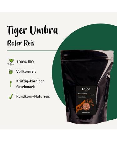 Buy Strong Lotao Organic Tiger Umbra Red Rice 1000g - Aromatic Dye-Free High-Fiber Indian Organic Grain | 9% Protein - Buy Online on GoSupps.com