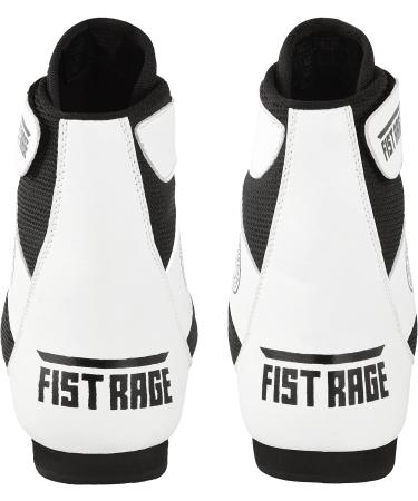 FISTRAGE Leather Boxing Shoes | Kick Fighting Training Mesh Unisex Pro Men's & Youth | Lightweight Boot for Adults & Youth | White/Black - Size Women 9.5/Men 8 - Buy Online on GoSupps.com
