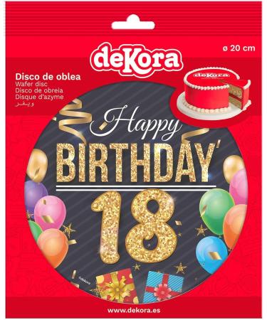 Dekora Happy 18 Birthday Wafer Disc for Cake Edible Cake Topper for Birthday Cake Round 20 CM - Buy Online on GoSupps.com