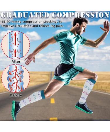 Beister Compression Socks 15-20 mmHg for Women & Men - 6 Pairs, Multi-Colour-02 - S-M Size | Knee High Support Hose for Running, Cycling, Sports - Buy Online on GoSupps.com