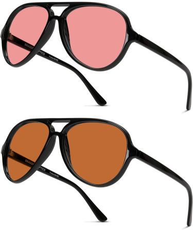 FL-41 Rose & FL-60 Brown Amber Tinted Blue Light Aviator Glasses | Relief for Migraines Light Sensitivity & Screen Glare - Buy Online on GoSupps.com