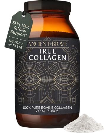 Ancient + Brave True Collagen Powder 7.05oz (Ap 33 Servings) EU Grass Fed Collagen Peptides Highly Absorbable Protein Powder Supplements for Women Supplement for Hair Skin and Nails Collagen Jar (7.05oz)