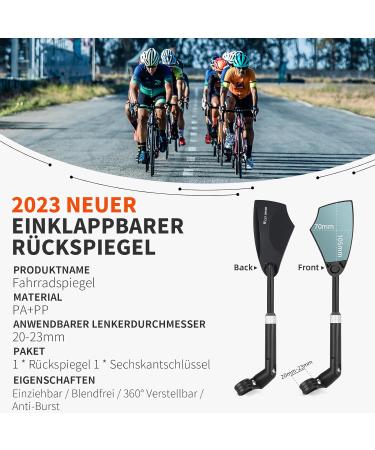 Buy Foldable Bicycle Mirror for E-Bike 360 Adjustable Retractable Handlebar Mount Glare Protection Fits 20-23mm | MTB Left Side - Buy Online on GoSupps.com