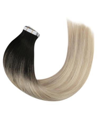 Shop Moresoo Ombre Tape-in Hair Extensions | Real Balayage Black to Blonde | 35cm 20 Pieces 50g - Buy Online on GoSupps.com