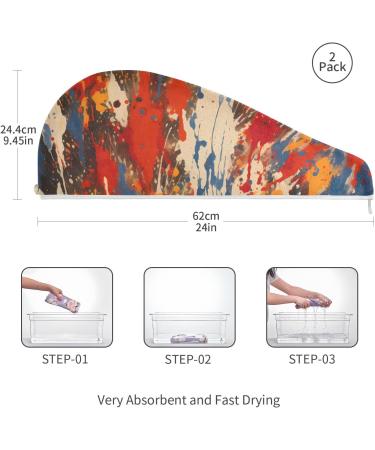 Rainbow Graffiti Hair Towel 2 Pack - Super Absorbent Quick Dry Hair Turbans for Women & Girls - Buy Online on GoSupps.com