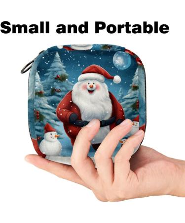 Muoooum Merry Christmas Santa Claus Portable Period Bag for Women & Teens - Menstrual Cup & Pad Holder Color 4 4.7x6.6x6.6 in - Buy Online on GoSupps.com
