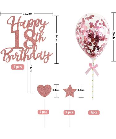Larchio 18th Birthday Cake Topper  Rose Gold Happy 18th Birthday Cake Topper and Balloon Cake Topper for Girl Birthday Cake Decorations - Buy Online on GoSupps.com