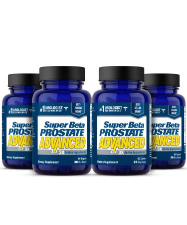 Super Beta Prostate Advanced  Reduce Waking Up at Night to Urinate, Promote Sleep, Support Bladder Emptying. Prostate Supplement for Men with Beta Sitosterol, not Saw Palmetto. (240 Caplets, 4-Pack)