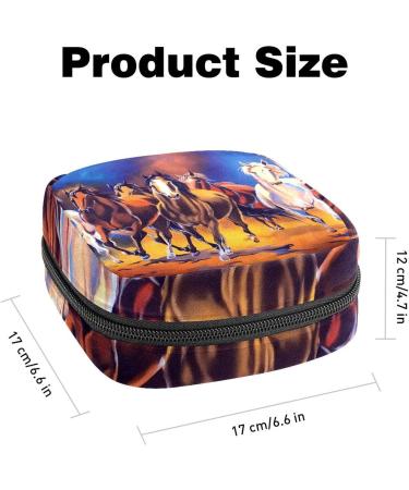 Stylish Menstruation Pad Bag with Zipper | Women's Napkin & Tampon Bag | Unique Collective Bags for Girls - Seven Galloping Horses Design - Buy Online on GoSupps.com