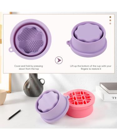 Foldable Makeup Brush Cleaning Cup Beauty Brush Cleaning and Drying Storage Cup Silicone Brush Cleaning Cup for Makeup Brushes Cleaning for Powder Puff and Beauty Blender (Purple) - Buy Online on GoSupps.com
