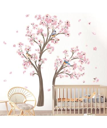 Decalmile Large Cherry Blossom Tree Wall Decals - Pink Flower Branch Stickers for Living Room, Bedroom & Nursery Decor - Tree Height 151cm - Buy Online on GoSupps.com