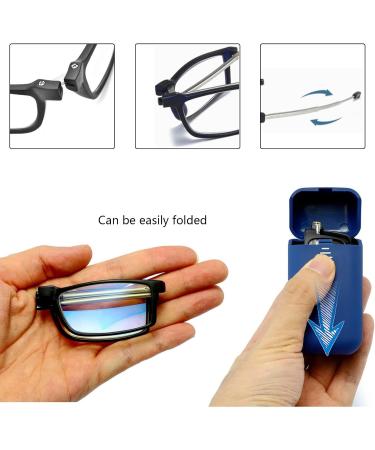 Hubeye Foldable Reading Glasses with Blue Light Filter - Adjustable 1.0 Diopters for Men & Women - Includes Hard Case - Buy Online on GoSupps.com