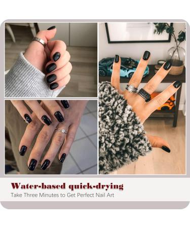 Black Nail Polish - Classic Water-Based Low Odor Non-Toxic Chip-Resistant Shine for Formal Occasions | 0.28 Fl Oz - Buy Online on GoSupps.com