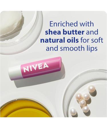NIVEA Pearly Shine Lip Balm | Pearly Pink Shimmer Tinted Lip Care 24H Hydration | 2x4.8g Tubes - Buy Online on GoSupps.com