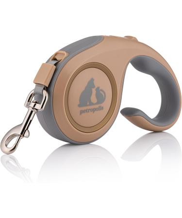 PETROPOLIS Retractable Dog Lead Strong Nylon Leash 5m Extendable Length Ergonomic Handle and Feel Durable Construction Tangle Free Premium Leash Up To 50KG dog weight Gold - Buy Online on GoSupps.com
