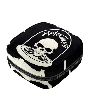 Skull Sanitary Napkin Storage Bag Menstrual Pad Bag Portable Nylon Oxford Cloth Menstrual Cup Pouch with Zipper for Teen Girls Women Ladies Multicoloured 04