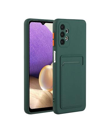 Tivenfezk Nadoli Silicone case for Samsung Galaxy A73 5G Ultra thin shockproof scratch -resistant Wallet soft TPU protective cover Mobile phone case with credit card holder Samsung Galaxy A73 5g dark green