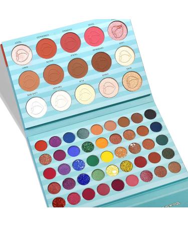 Eyeshadow Palette 60 colors Fruit Pie Filling Eye Shadow Palette Matte Glitter Fruit Eyeshadow Palette Highly Pigmented Makeup Palette (60 colors-blue)