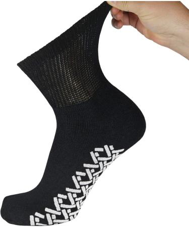 Men's Non-Skid Diabetic Cotton Quarter Socks - 24 pairs, Black, Size 10-13 - Buy Online on GoSupps.com