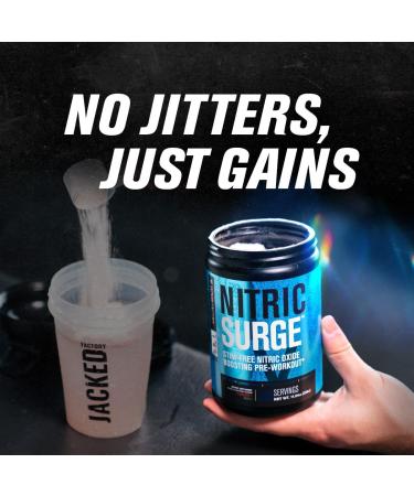 Nitric Surge Stim Free Pre Workout Powder | Caffeine Free Nitric Oxide Supplement w/Creatine L Citrulline & GlycerSize for Pumps | Cherry Kiwi Flavor - 30 Servings - Buy Online on GoSupps.com