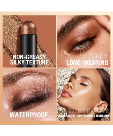 Soft Creamy Matte Shimmer Eyeshadow Stick Set (#14) | Waterproof & Long-Lasting | Pigmented Eye Shadow Pencil Crayon for Highlighting | Classy Shiny Finish - Buy Online on GoSupps.com