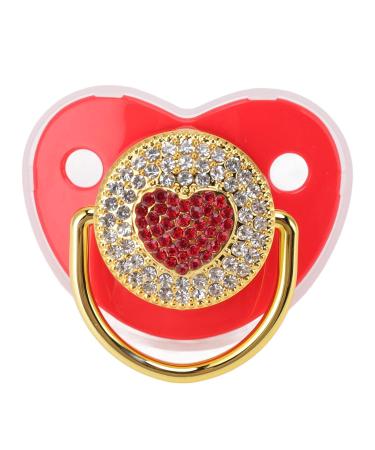 Buy Heart-Shaped Red Baby Pacifier with Shiny Rhinestones | Soft & Safe Infant Dummy Nipple for International Shipping - Buy Online on GoSupps.com