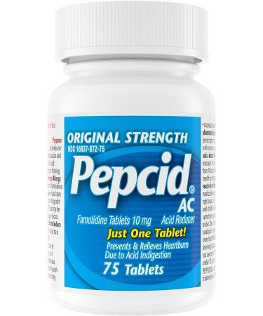 Pepcid AC Original Strength 10 mg Famotidine - 75 ct Pack for Heartburn Relief - Buy Online on GoSupps.com