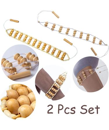 Wooden Back Massage Roller Rope Tool for Lymphatic Drainage and Muscle Pain Relief - 2 Pcs - Buy Online on GoSupps.com