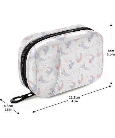Pfrewn Pill Organizer Case - 7 Day Axolotl Pink Purple Travel Pill Box | Portable Weekly Vitamin & Medicine Holder Pouch - Buy Online on GoSupps.com