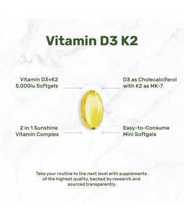 Magnesium Glycinate 500mg Veggie Capsules & Vitamin D3 5 000iu + K2 100mcg Softgels Bundle Easily Absorbed Chelated Mineral D & K Essential Sunshine Vitamins - Buy Online on GoSupps.com