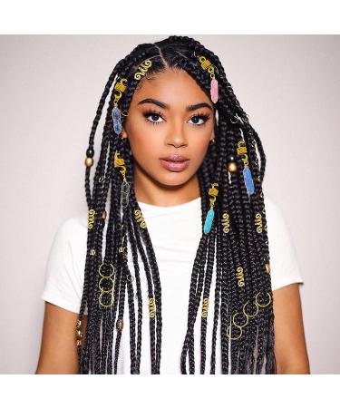 Kaiersi 41 Pcs Crystal Gemstone Hair Jewelry for Dreadlocks and Braids - Golden Loc Beads, Cuffs, Rings & Accessories - Buy Online on GoSupps.com