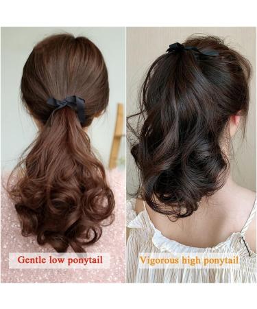 Ponytail Extensions Extension Heat Resistant Ribbon Drawstring Wavy Ponytail Hair Synthetic Short Curly Ponytail Pieces Black Brown Wavy Ponytail Hair for Women for Women(Color:001) - Buy Online on GoSupps.com
