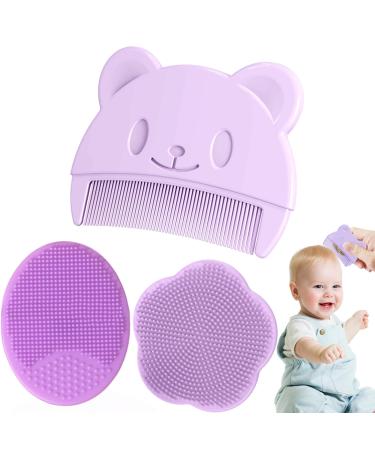 3 pieces of baby brush baby hair brush silicone baby ridge with oval shampooning brush and flower shampooning brush for newborns baby