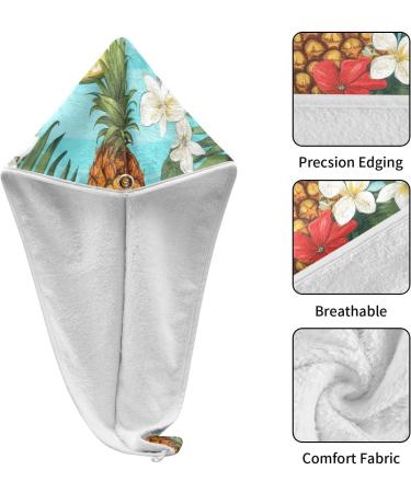 Super Absorbent Pineapple Blue Hair Towels 2 Pack | Quick Dry Hair Turbans for Women & Girls - Buy Online on GoSupps.com