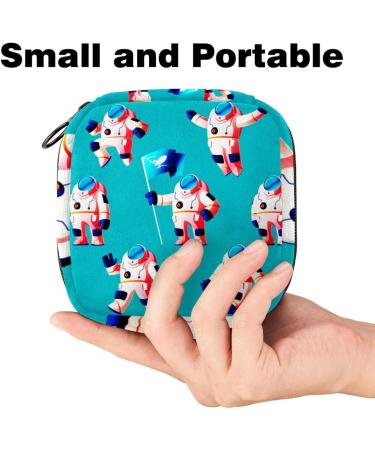 Portable Women's Binding-Up Bags | Menstrual Cup Pocket | Teenage Girls' Tampon & Pad Bags | Cartoon Cosmonaut Blue Design - Buy Online on GoSupps.com