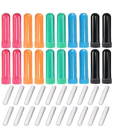 Joygoodta 20Pcs Refillable Nasal Inhalers Assorted Colors Safe PP Aromatherapy Inhalers with Unscented Cotton Sliver Portable & Compact Long Lasting Aroma