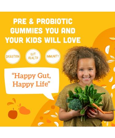 Organic Vegan Prebiotic & Probiotic Gummies for Kids - Peach Mango Flavor - 2 Billion CFU - 60 Gummies (30 Days) - Buy Online on GoSupps.com