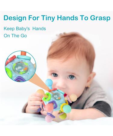 Joozmui Baby Toys: Bei ring & Greifball for 0-12 Months - Montessori Motor Skills & Sensory Rattle - Perfect Baby Gift in Light Blue - Buy Online on GoSupps.com