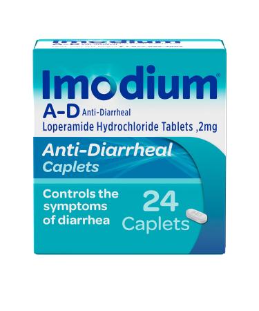 Imodium A-D Diarrhea Relief Caplets with Loperamide Hydrochloride, Anti-Diarrheal Medicine to Help Control Symptoms of Diarrhea Due to Acute, Active & Traveler's Diarrhea, 24 ct.