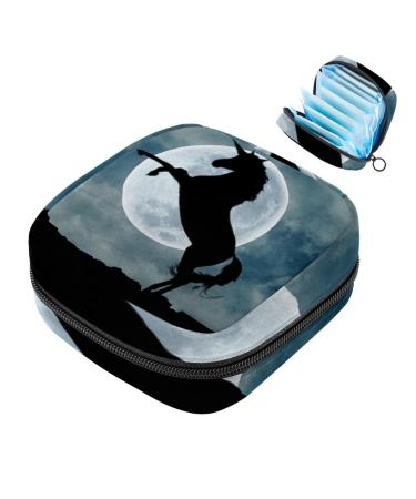 Menstruation pad bag with zipper women's napkin bag tampons collection bags for women and girls (nature silhouette outdoor sky)