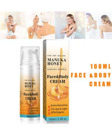 Manuka Honey Face Cream Honey Face Moisturiser Soothes Hydrates Increases Skin Elasticity 2 in 1 Face & Body Moisturiser Body Cream for Face Neck Body 100ml - Buy Online on GoSupps.com