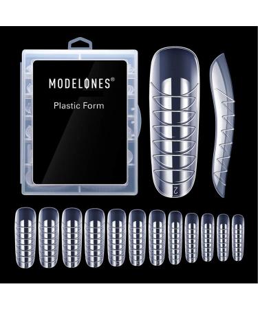 Modelones Poly Extension Gel Dual Nail Forms - Poly Nail Gel Forms 120pcs Clear Nail Extension Tips Set Nails Enhancement Thickening Acrylic False Nails Manicure Tool 12 Sizes Trendy Nail Art Design Salon DIY at Home 120 P