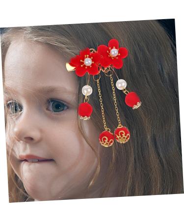 FRCOLOR 1 Pair Tassel Antique Style Hair Clip Bow Hair Clips Chinese Tassel Hair Clip Ancient Style Hair Pin Girls Barrettes for Hair Girl Hair Walk Japanese-style Girl Child Red Fabric - Buy Online on GoSupps.com