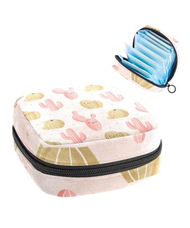 Women's bonds Storage pockets Stillpad holder beautiful cactus pattern portable period kit pocket feminine product bag for women girls color1