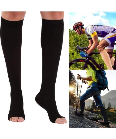 Famkit Compression Socks 23-32 mmHg Open Toe for Varicose Veins - Black - Large | Comfort & Support - Buy Online on GoSupps.com