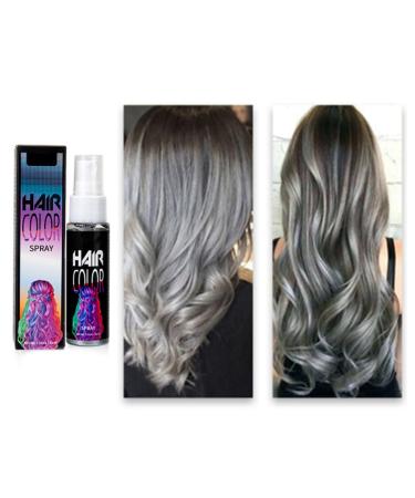 Temporary Hair Color Spray Gray Washable Hair Dye Spray Spray-On Hair Color Instant Vivid Hair Color for All Hair Types Fast-Drying Travel Size 1 oz 1-Pack