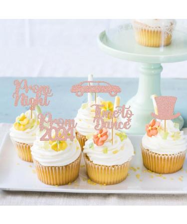 40Pcs Rose Gold Prom Cupcake Topper Prom Decorations for Party 2024 Prom Graduation Cupcake Topper 2024 Graduation Decorations Class of 2024 Prom Party Decorations 2024 - Buy Online on GoSupps.com