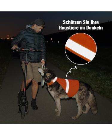 Adjustable Reflective Safety Vest for Dogs - High Visibility Warning Vest for Day & Night Outdoor Activities - Orange - Buy Online on GoSupps.com