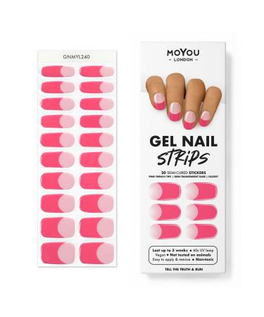 MOYOU LONDON Semi Cured Gel Nail Strips 20 Pc. Gel Wraps for Nails Get 1 Free UV Lamp when you Get 3 or More Easy Apply & Remove for Salon-Quality Manicure -Tell the truth and run